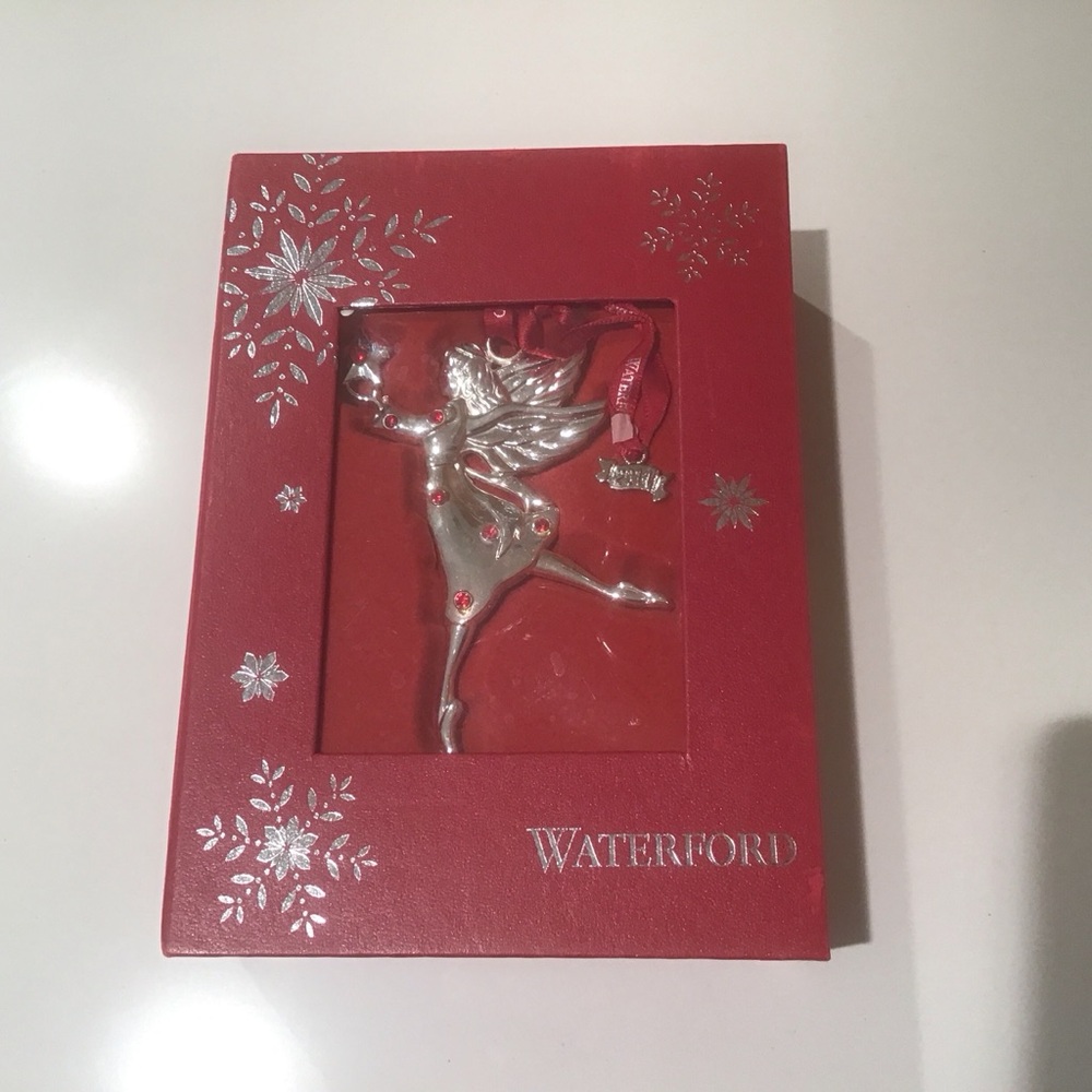 HTF Waterford 2014 Angel Fairy Christmas Ornament Swarovski Crystal Silver Plate